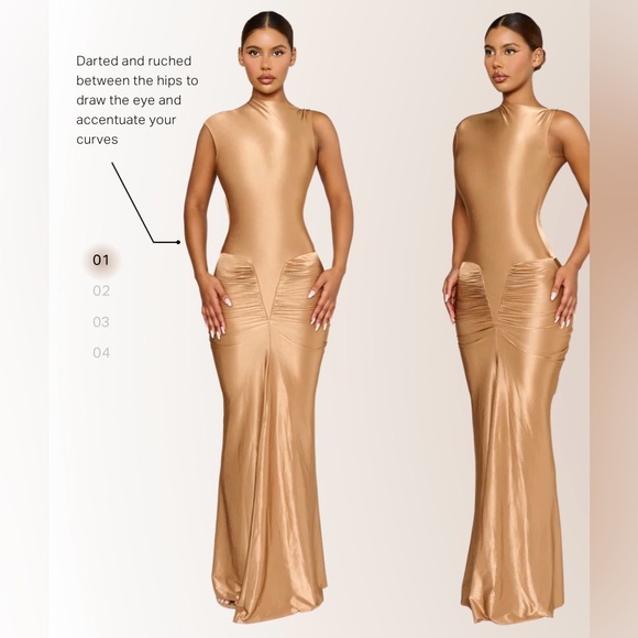Elegant Gold Maxi Dress - Picture 1 of 16